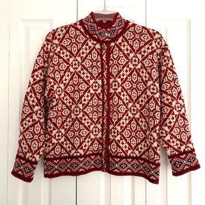 Vintage L.L. Bean Nordic Cardigan Sweater Fair Isle USA Wool Blend Womens Size M